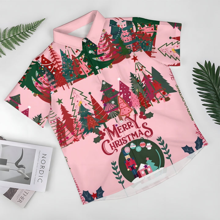 Christmas Tree Casual Short Sleeve Shirt 2409006211