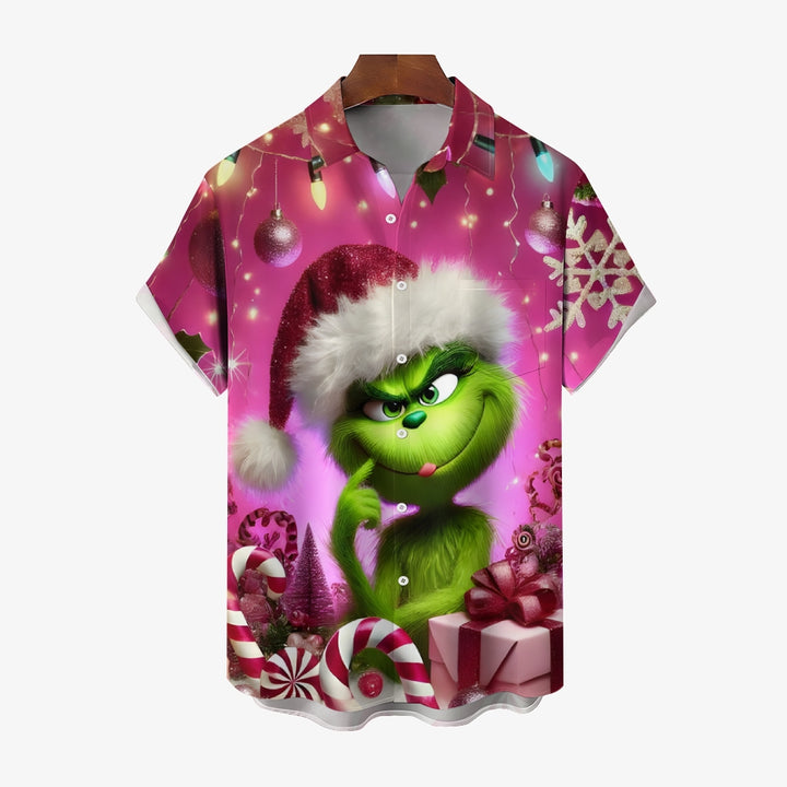 Men's Christmas Cartoon Prints Short Sleeve Shirt 2412006498