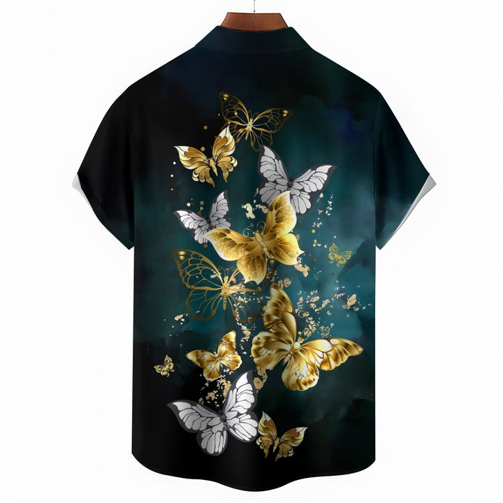 Men's Butterfly Print Casual Short Sleeve Shirt 2501001504