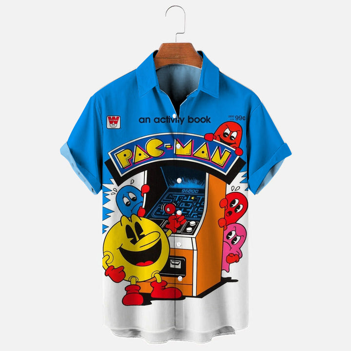 Men's Retro 80s Game Print Short Sleeve Shirt