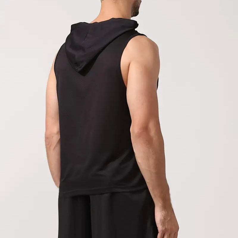 Mens Fashionable Hooded Sleeveless Vest