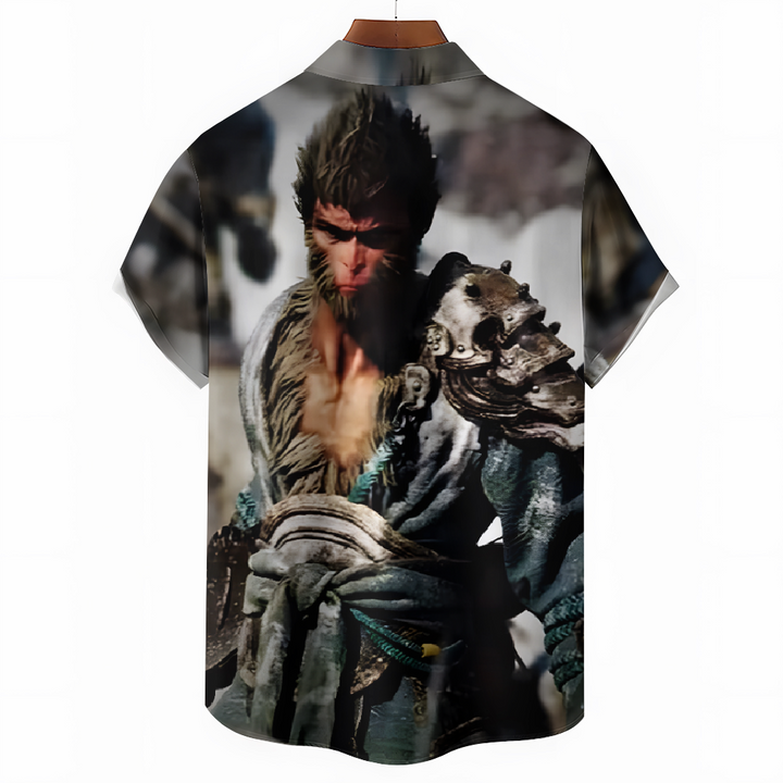 Black Myth Wukong Game Monkey Print Short-Sleeved Shirt