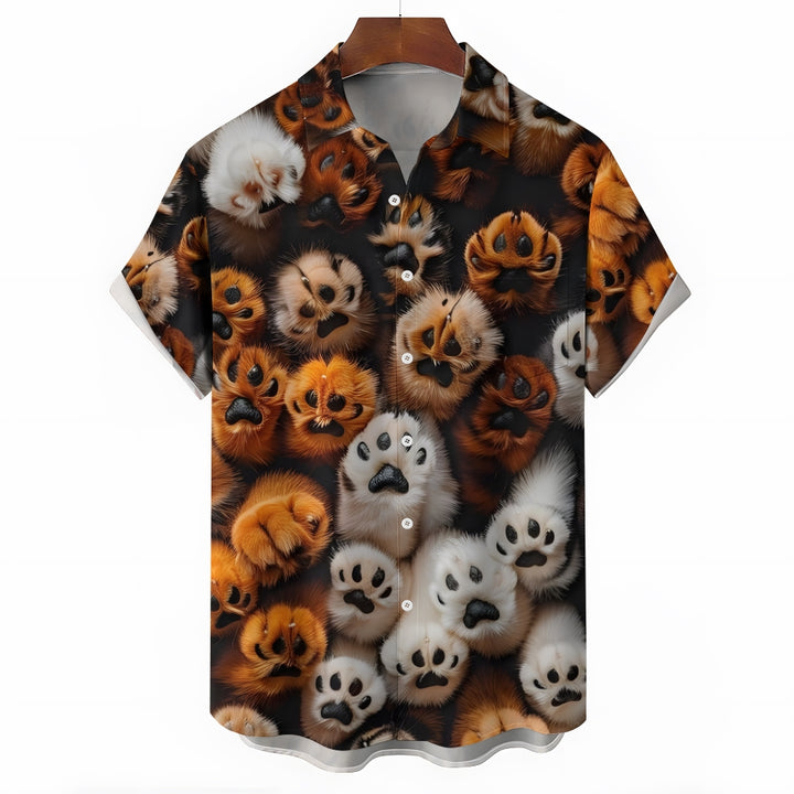 Puppy Paw Prints Casual Short Sleeve Shirt 2412007598