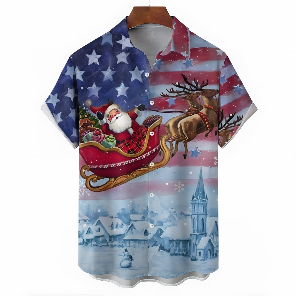 Men's Santa Claus Casual Short Sleeve Shirt 2411003254