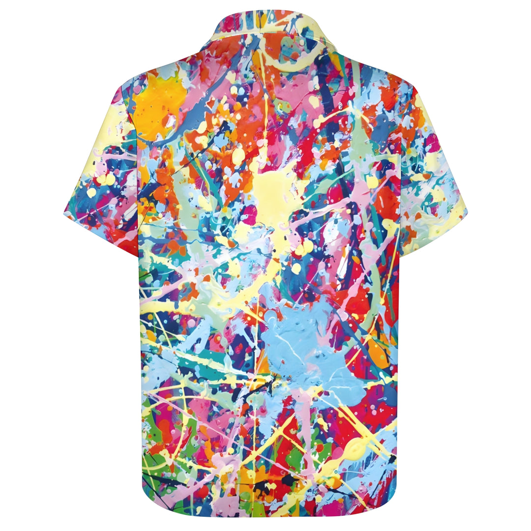 Men's Colorful Art Print Casual Short Sleeve Shirt 2404001897