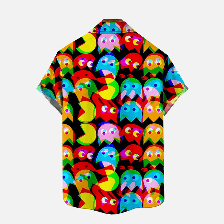 Cartoon Colorful Psychedelic Phantom Jellyfish And Yellow Mouth Monster Printing Shirt