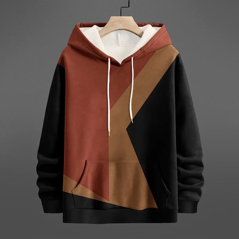 Men's Geometric Print Casual Plus Size Hoodie