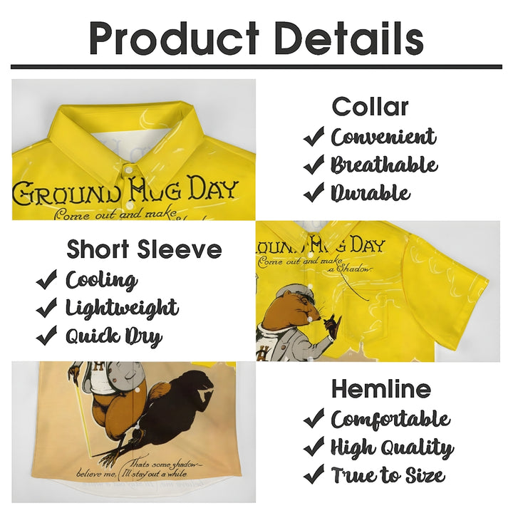 Groundhog Day Fun Prints Casual Short Sleeve Shirt 2412003827