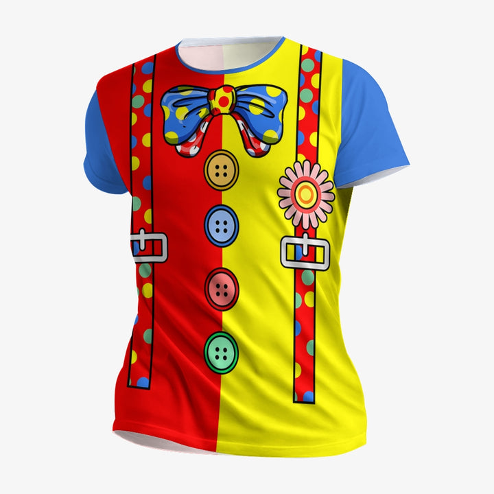 Yellow and Red Clown Strap Short Sleeve T-Shirt