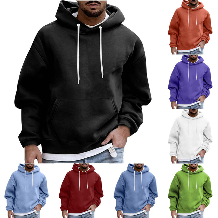 Mens Solid Color Casual Hip Hop Hoodie