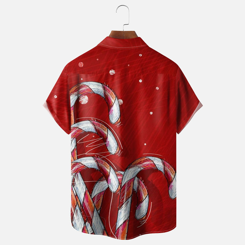 Men's Christmas Candy Cane Short Sleeve Shirt