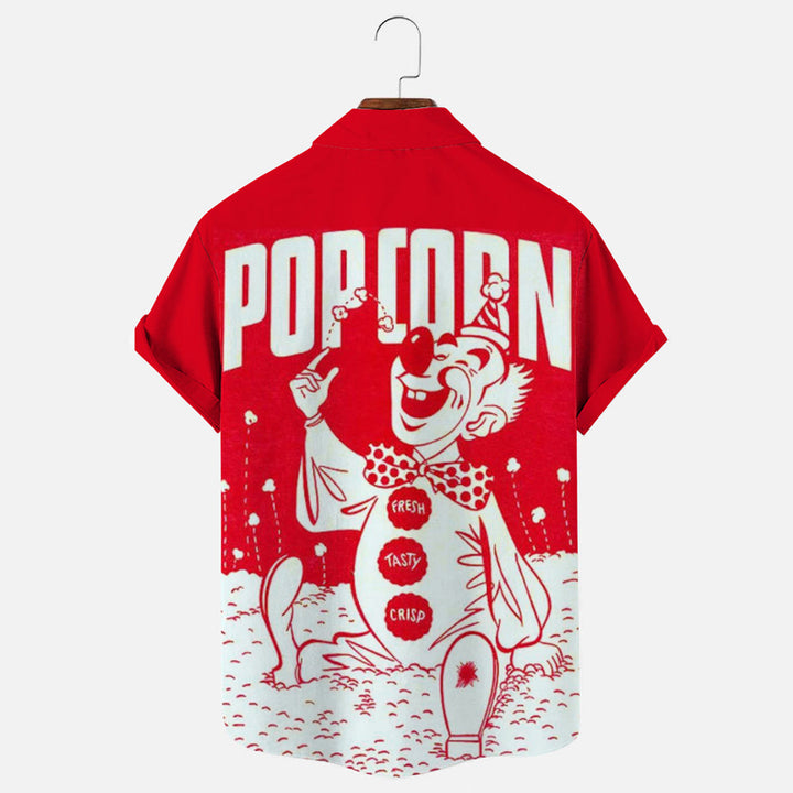 Men's Retro Joker Popcorn Graphic Print Short Sleeve Shirt