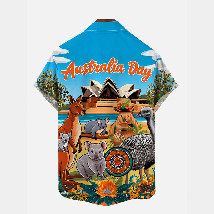 Australia Day Koalas And Kangaroos Printing Short Sleeve Shirt