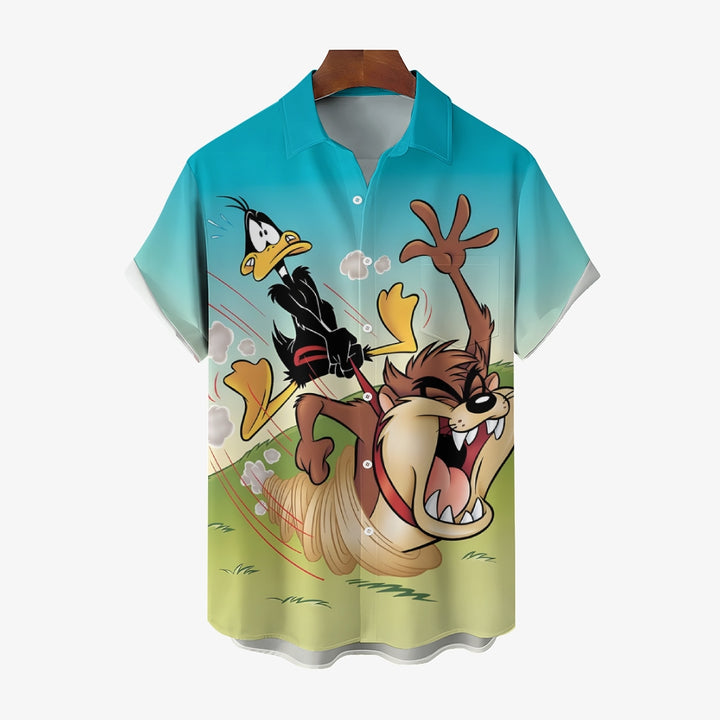 Cartoon Character Chase Print Casual Short Sleeve Shirt 2412001944