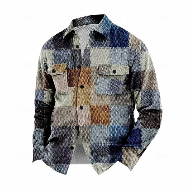 Men's Plaid Geometric Pattern Vintage Casual Jacket