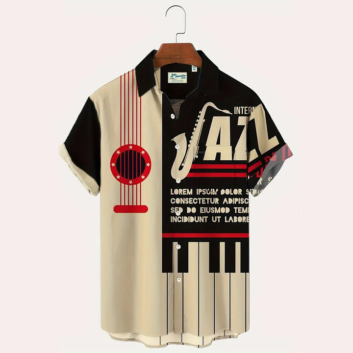 Men's Music-Themed Short Sleeve Shirt