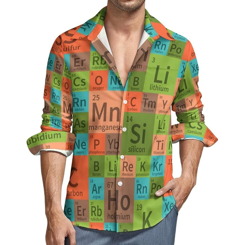 Men's Chemical elements periodic table print Long Sleeve shirt