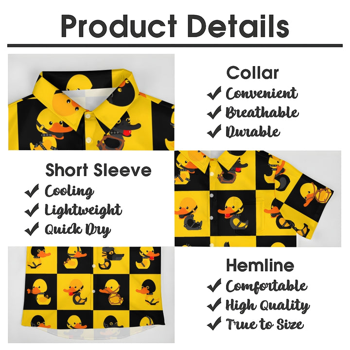 Tied Up Little Yellow Duck Casual Short Sleeve Shirt 2405001039