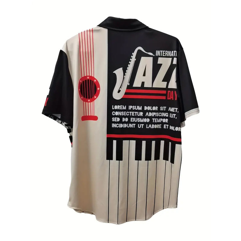 Men's Music-Themed Short Sleeve Shirt