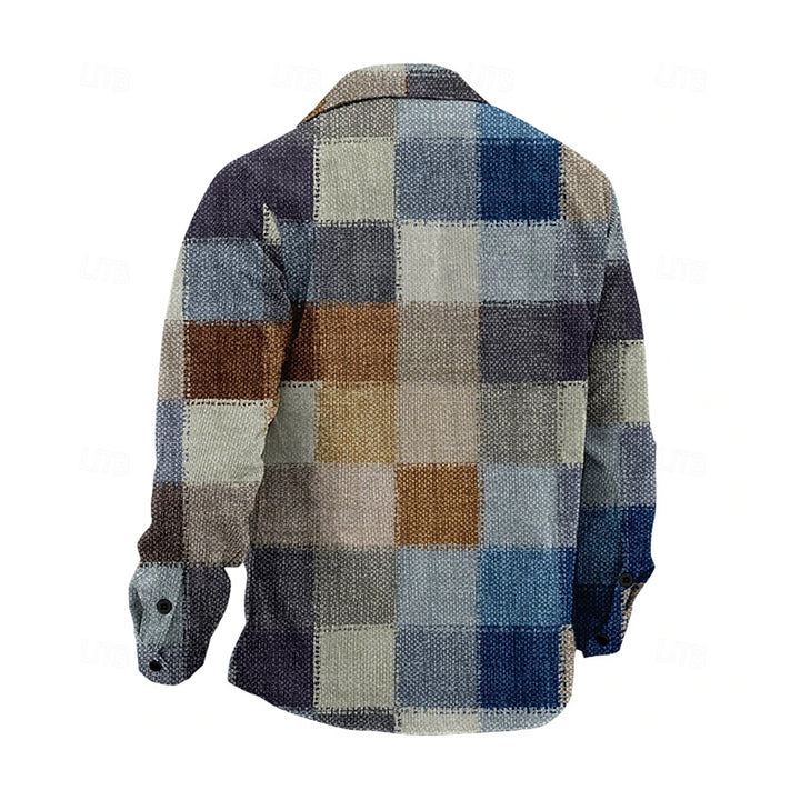 Men's Plaid Geometric Pattern Vintage Casual Jacket