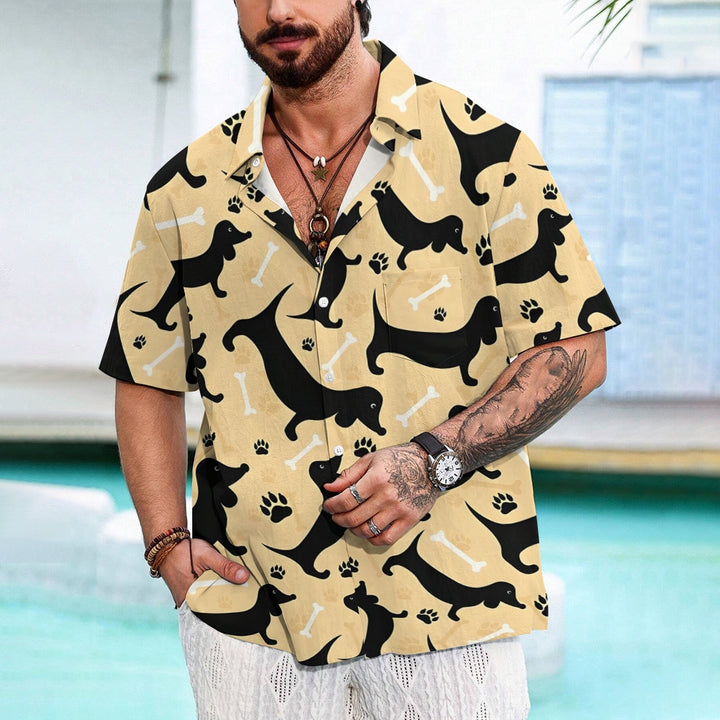 Dachshund Cartoon Casual Large Size Short Sleeve Shirt 2407004413