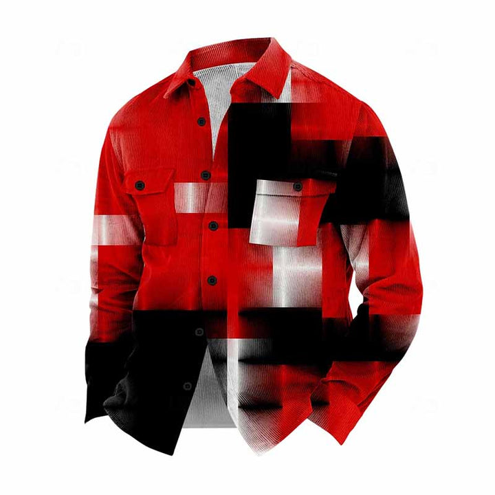 Men's Plaid Contrast Gradient Long Sleeve Jacket