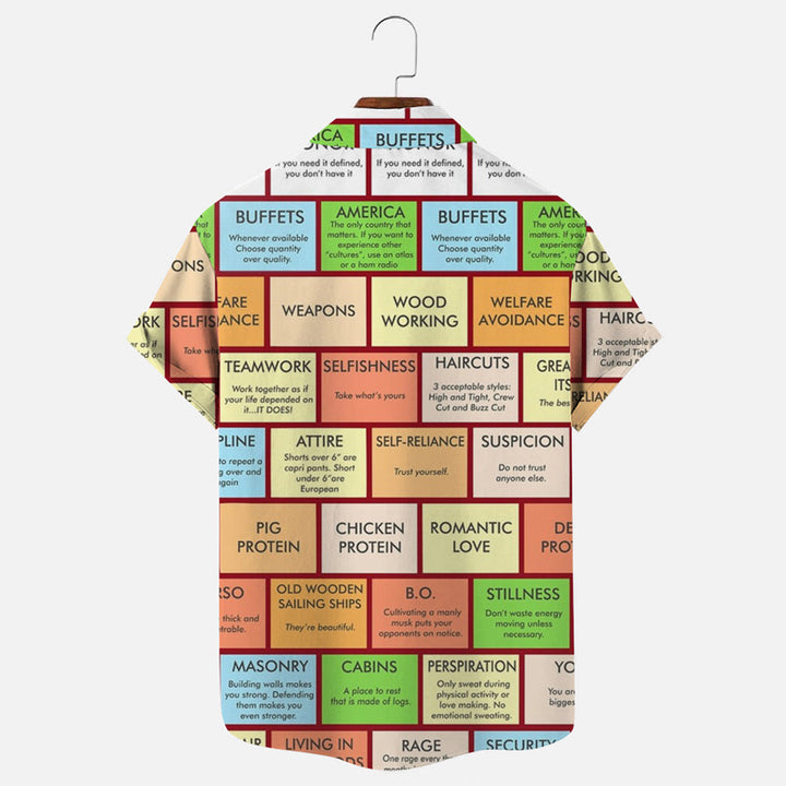 Men's Pyramid Of Greatness Pattern Print Hawaiian Short Sleeve Shirt