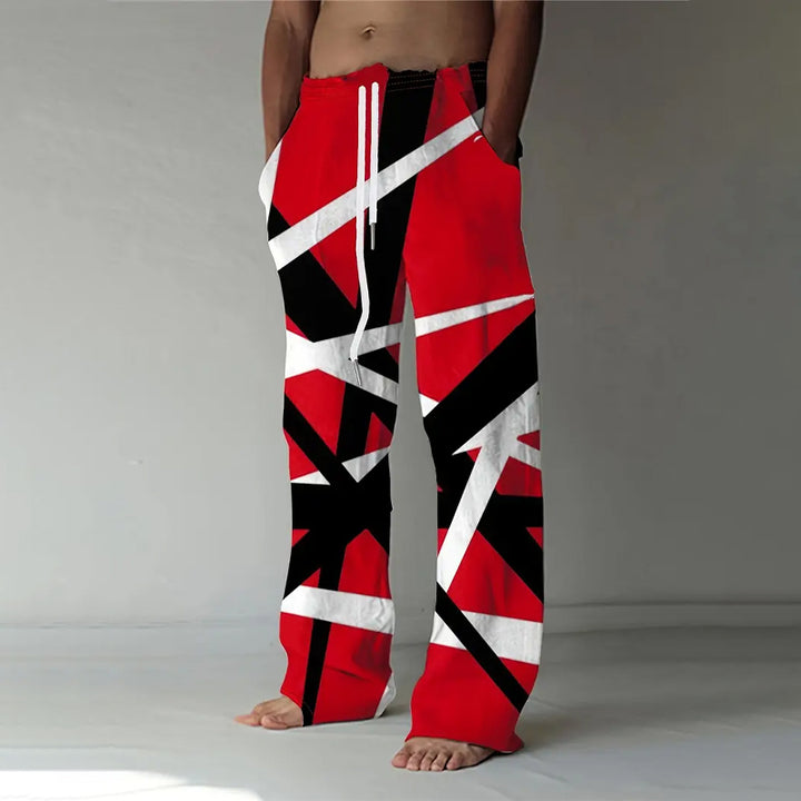 Mens Loose Trendy Streetwear Hiphop Rapper Pattern Print Pants