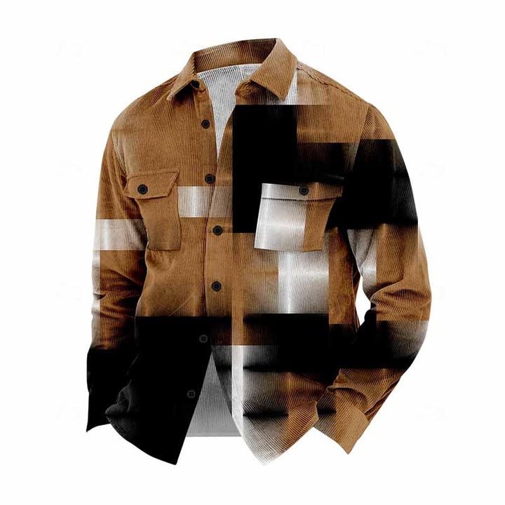 Men's Plaid Contrast Gradient Long Sleeve Jacket