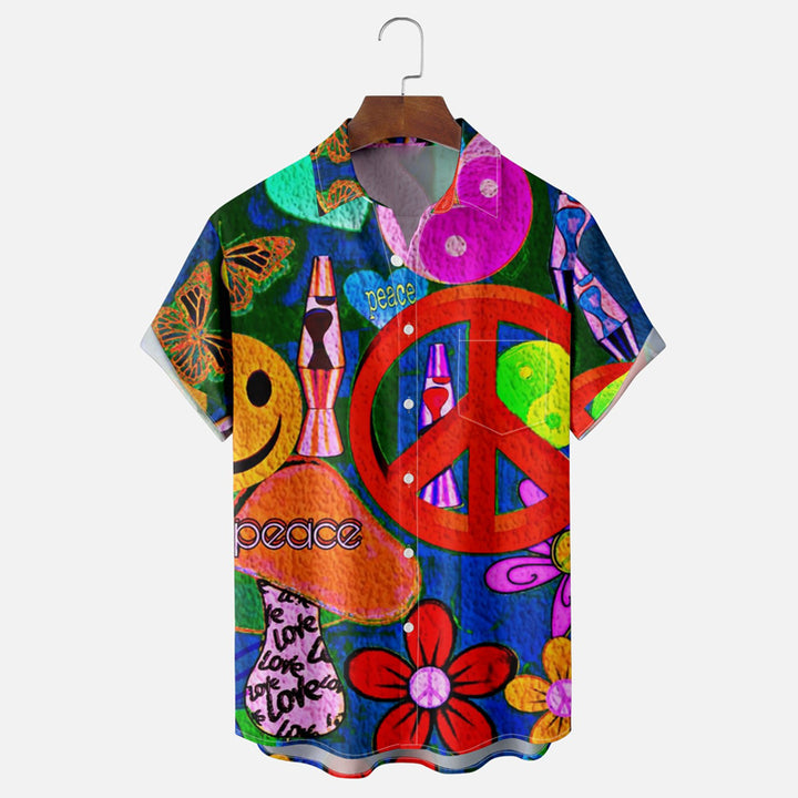 Men's Hippie Anti-War Art Short Sleeve Shirt