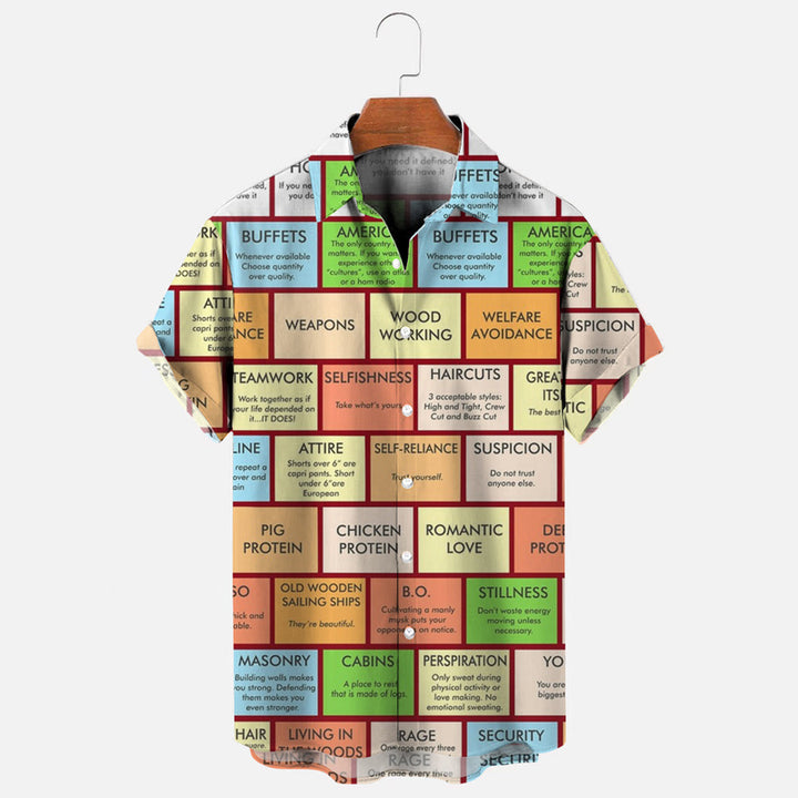 Men's Pyramid Of Greatness Pattern Print Hawaiian Short Sleeve Shirt