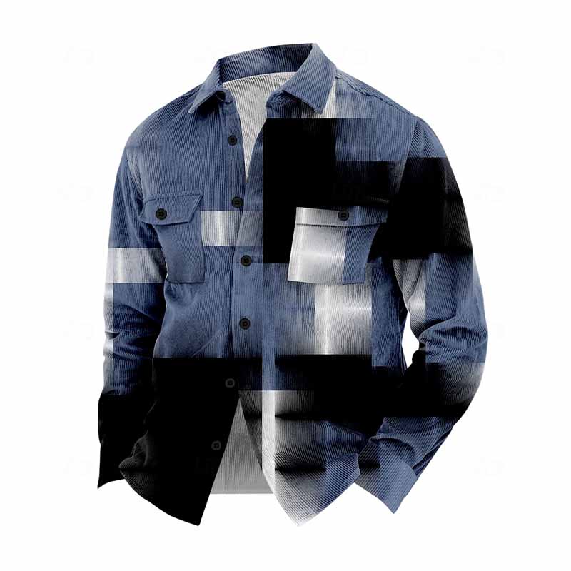 Men's Plaid Contrast Gradient Long Sleeve Jacket