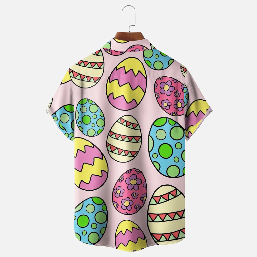 Easter Egg Bigfoot Chest Pocket Oversized Hawaiian Shirt