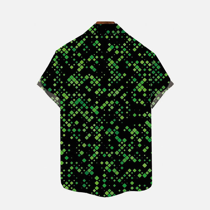 St. Patrick's Day Green Spots and Shamrock Print Short Sleeve Shirt