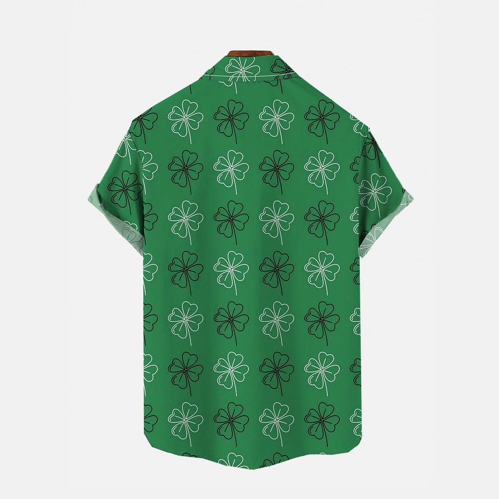 St. Patrick's Day Cartoon Dog And Clovers Printing Short Sleeve Shirt