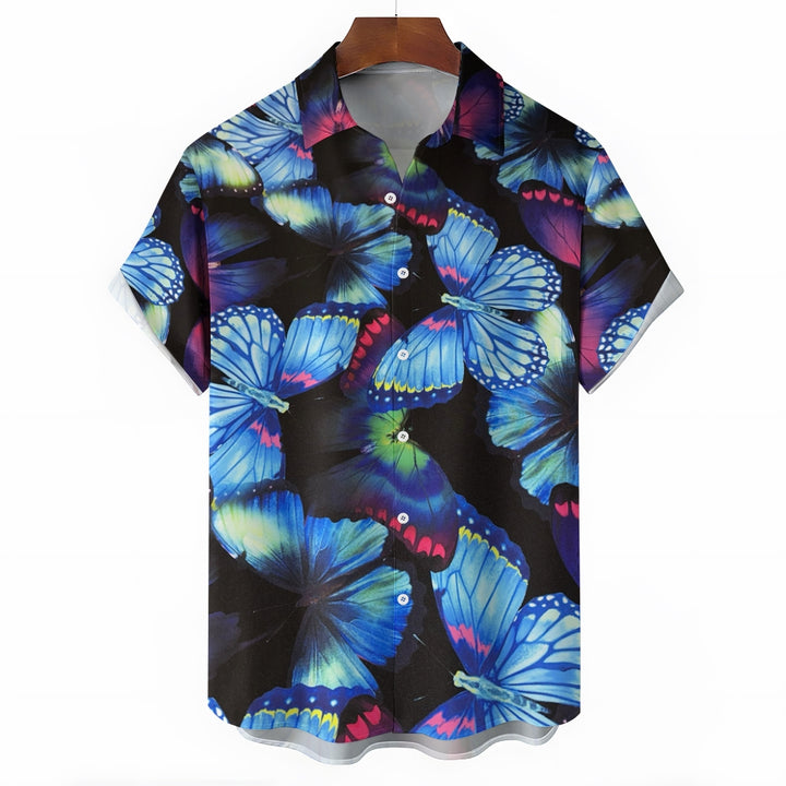 Butterfly Print Casual Short Sleeve Shirt 2408004460