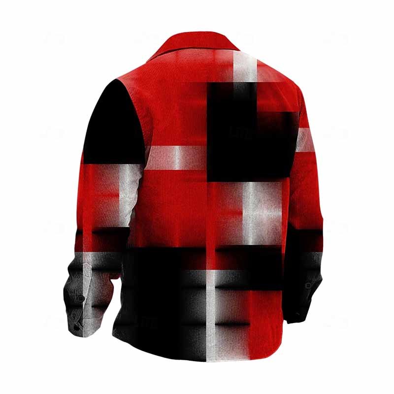 Men's Plaid Contrast Gradient Long Sleeve Jacket