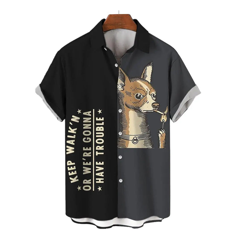 Men's 3d Print Dog Cat Casual Short Sleeve Shirts