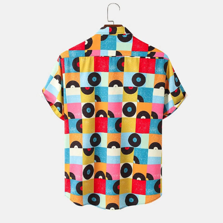 Men's Colorful Geometric Hip Hop Short Sleeve Shirts