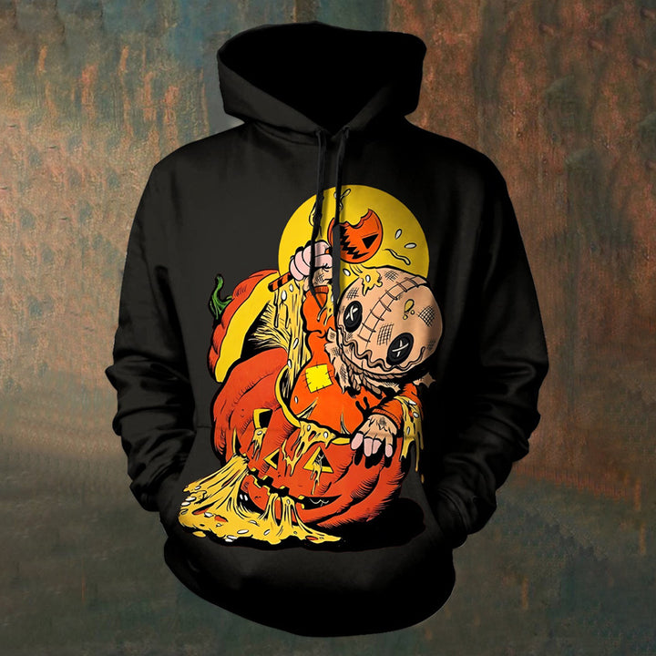 Men's Digital Printing Halloween Costume Weird Glow Pumpkin Hoodies