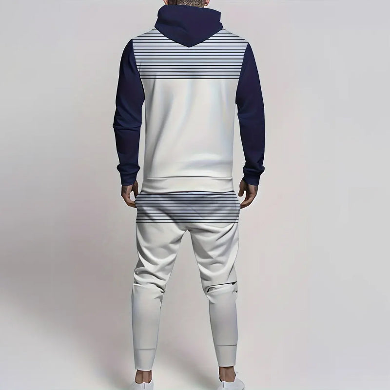 Men's Striped Printed Hoodie and Pants Sets