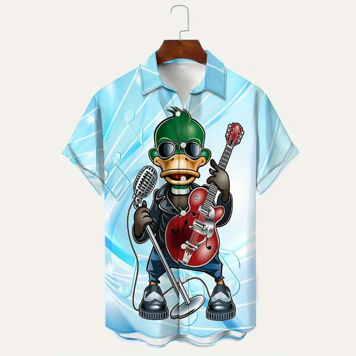 Men's Relaxed Fit Short Sleeve Duck Graphic Print Shirt