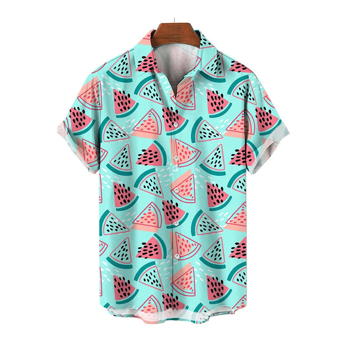 Men's 3D Colorful Fruits Printing Short Sleeves Shirts