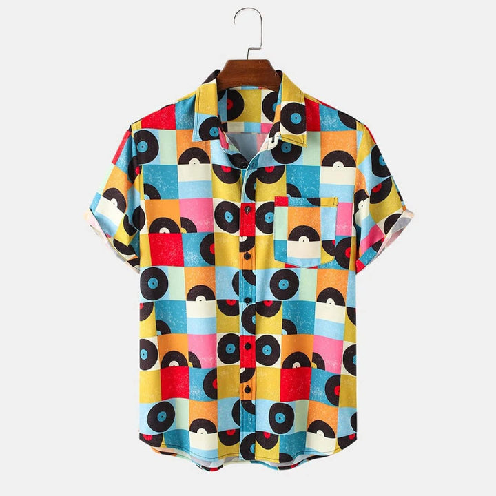 Men's Colorful Geometric Hip Hop Short Sleeve Shirts