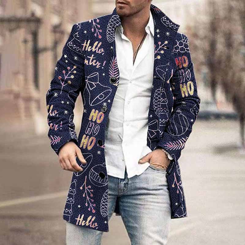 Men's Christmas Letter Bell Winter Coat