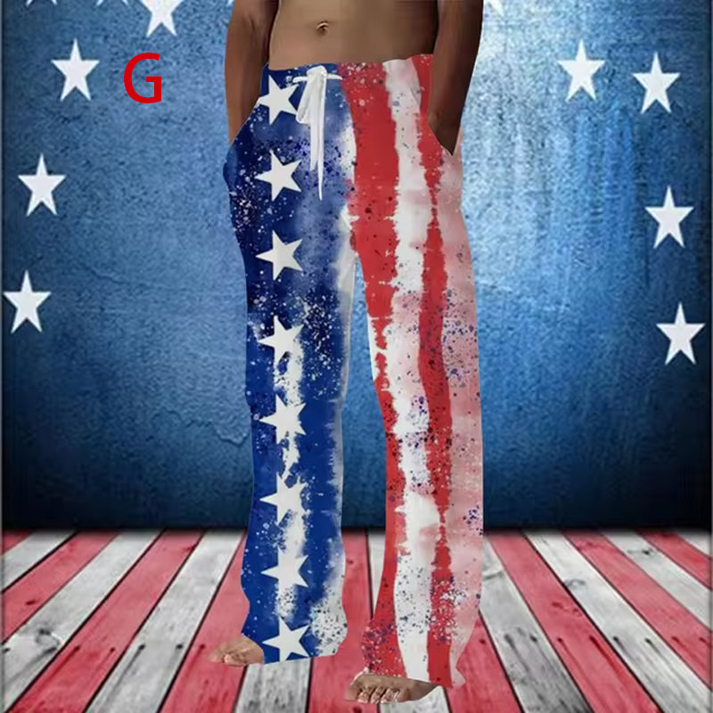 Mens American Usa Flag Stars And Stripes Print Pants