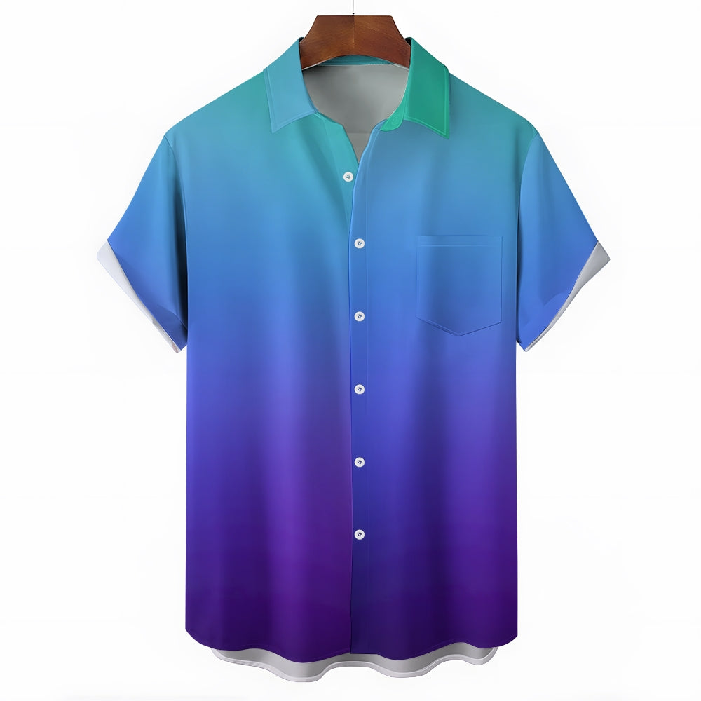 Men's Gradient Casual Short Sleeve Shirt 2403000193