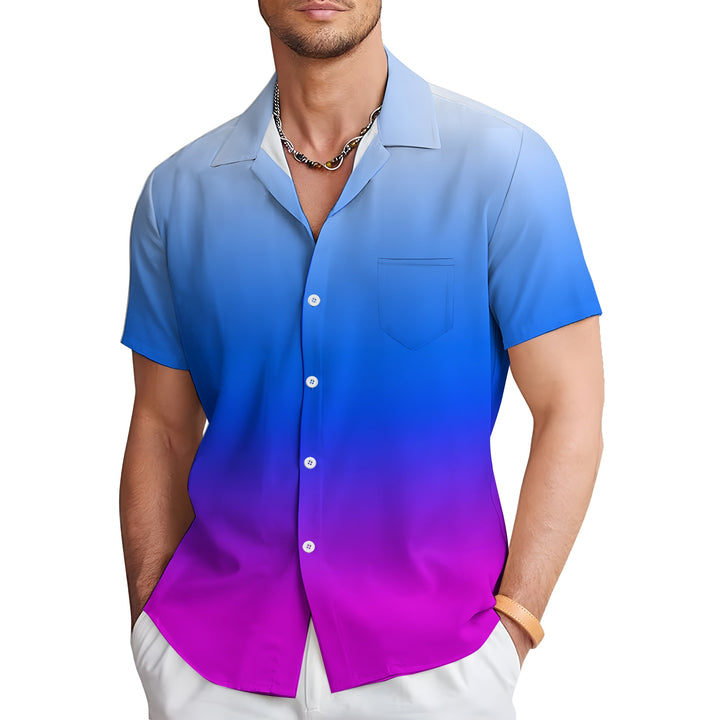 Men's Gradient Casual Short Sleeve Shirt 2403000193