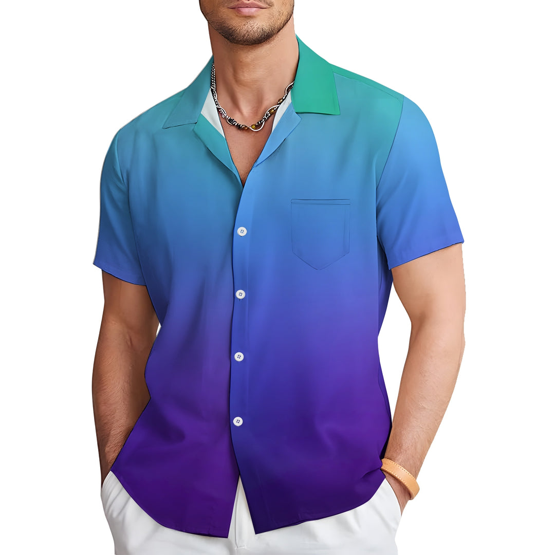 Men's Gradient Casual Short Sleeve Shirt 2403000193