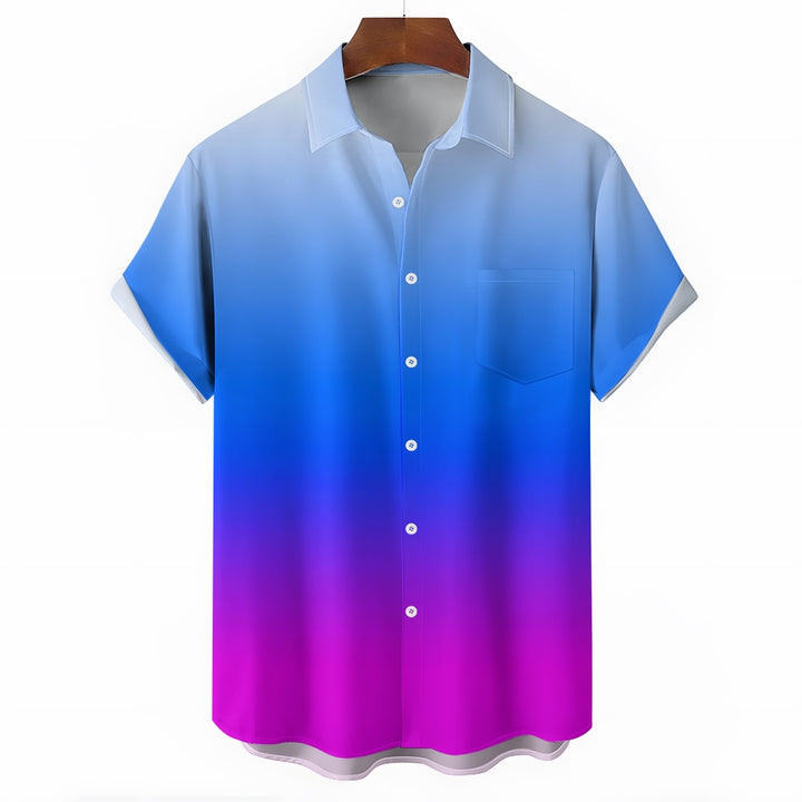 Men's Gradient Casual Short Sleeve Shirt 2403000193